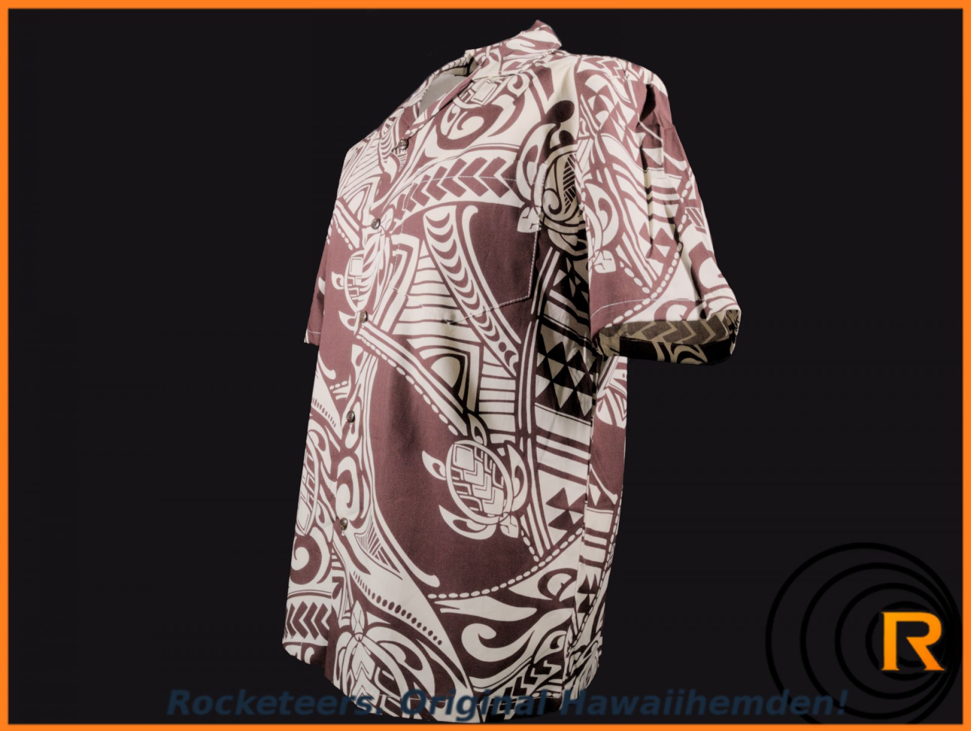 Hawaii Pikake und Maile Lei Hawaiihemd Honu Polynesian Muster Schwarz Farbe LT03